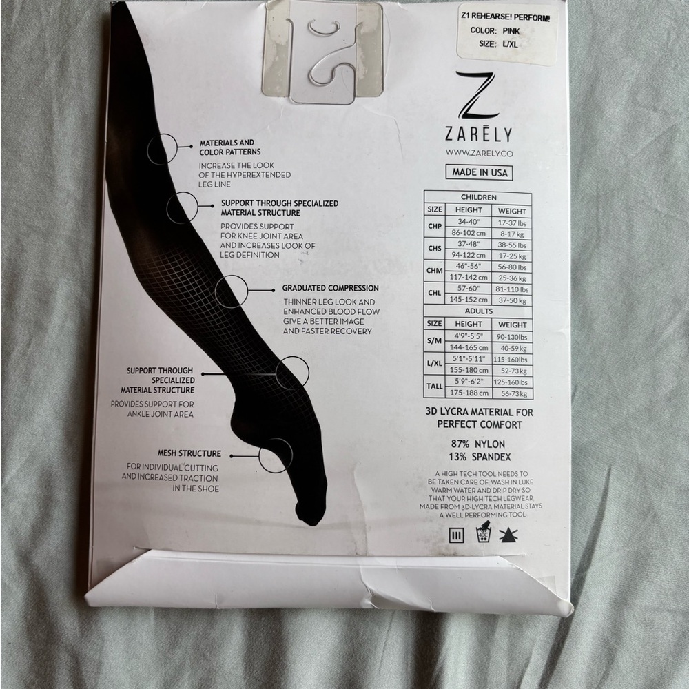Zarely Womens Z1 Pink Ballet Tights - Picture 2 of 2